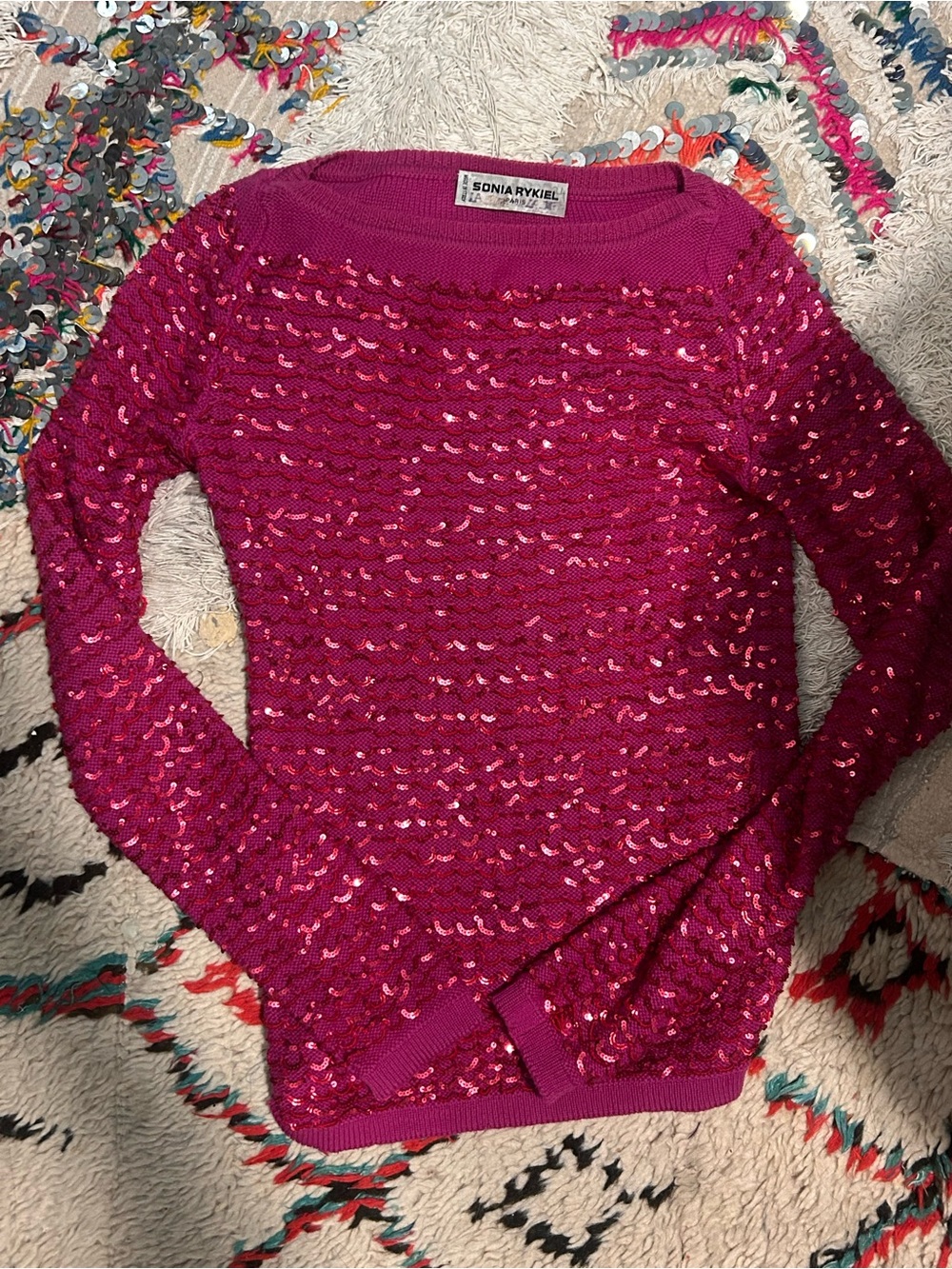 SONIA RYKIEL VINTAGE PINK SEQUIN SWEATER
